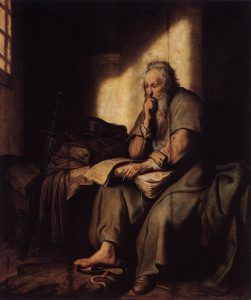Paul in Prison by Rembrandt